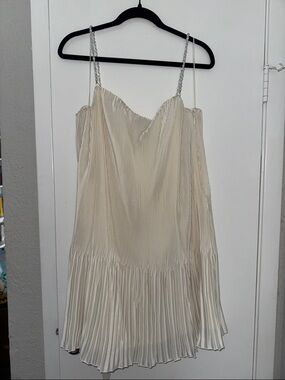 Abercrombie & Fitch Cream Pleated Mini Dress with Chain Straps
